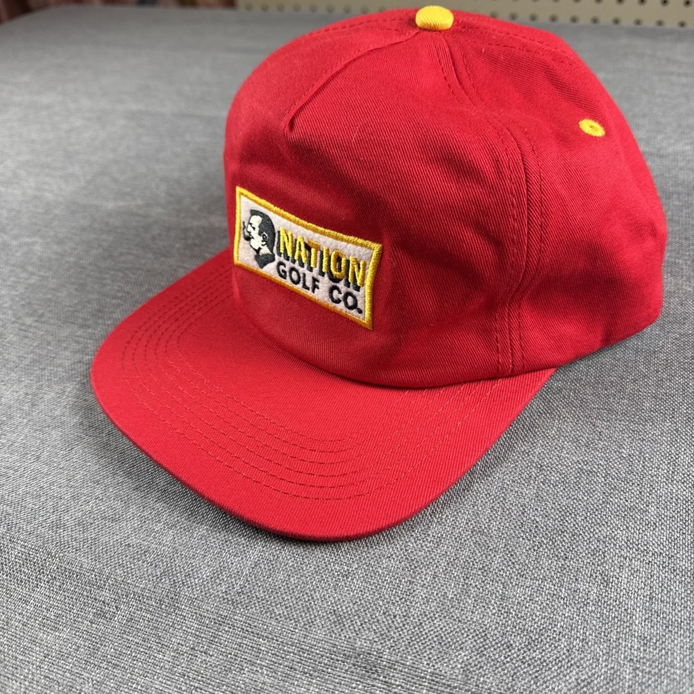 Golf Hat Nation Golf Co Red Cap With Yellow Accents‎